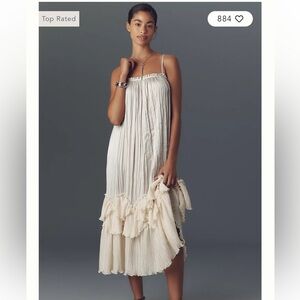 Anthropologie Cream Pleated Dress